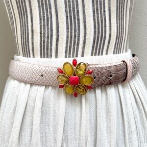 Y2K Liz Claiborne Festival Boho Belt w/ Floral Gem Buckle | NWT